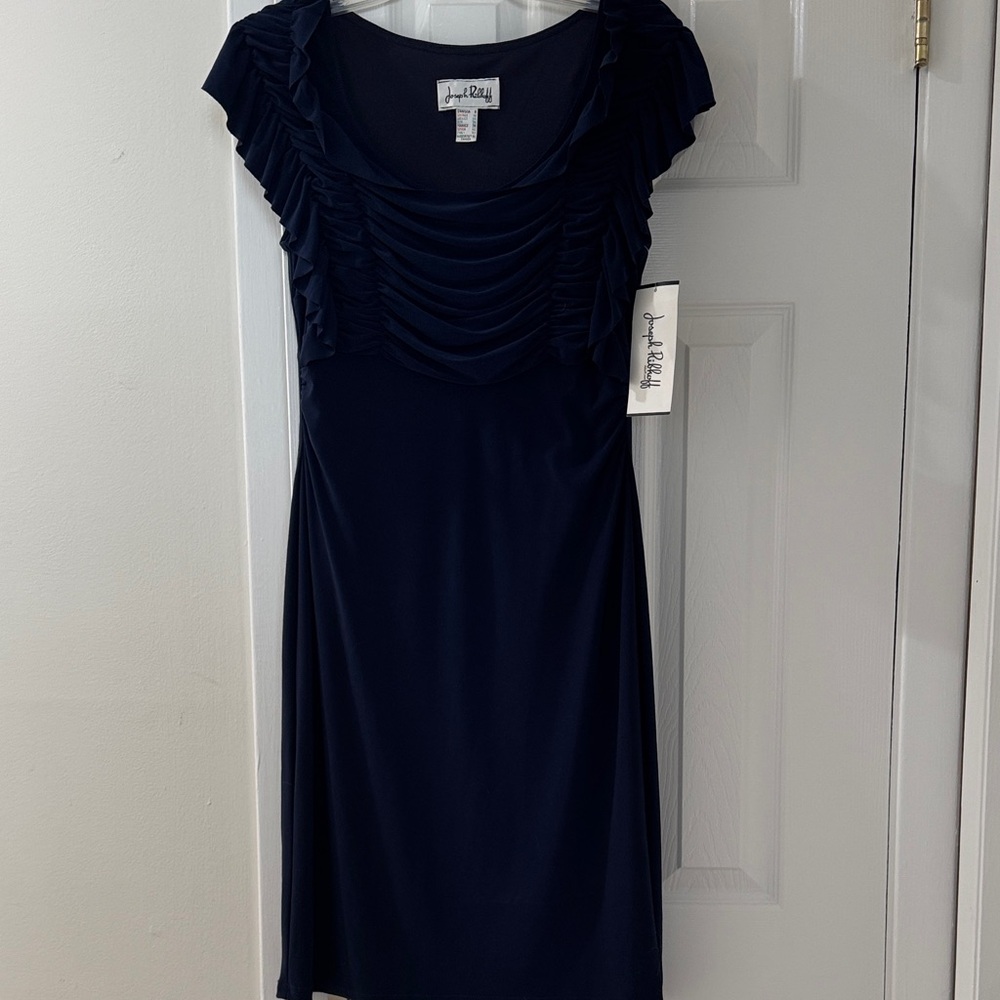 Joseph Ribkoff Navy Ruffle Mini Dress NWT - Picture 5 of 5
